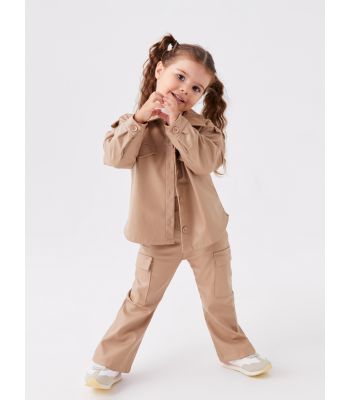 Leather Look Baby Girl Cargo Pants