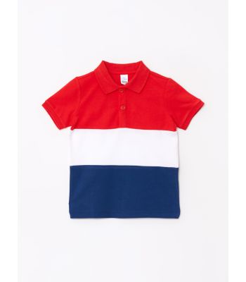 Polo Neck Short Sleeve Color Block Baby Boy T-Shirt