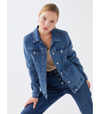 Shirt Collar Long Sleeve Women's Jean Jacket