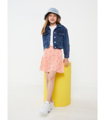 Elastic Waist Patterned Girl Skirt