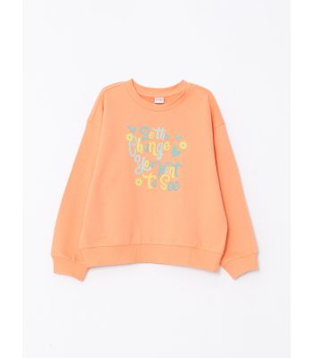 Crew Neck Printed Long Sleeve Girl Sweatshirt