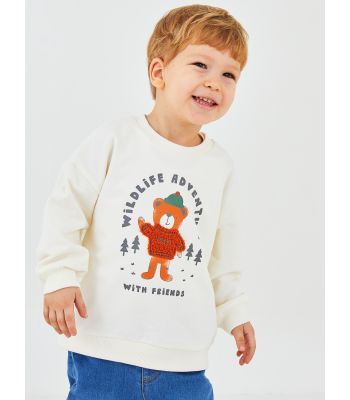 Crew Neck Long Sleeve Printed Cotton Baby Boy Sweatshirt