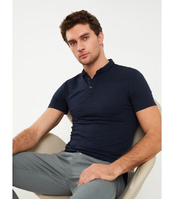 Polo Neck Short Sleeve Striped Men's T-Shirt