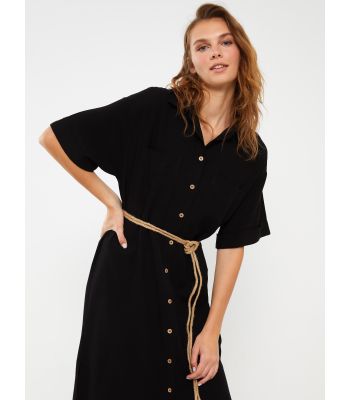 Straight Short Sleeve Women's Shirt Dress