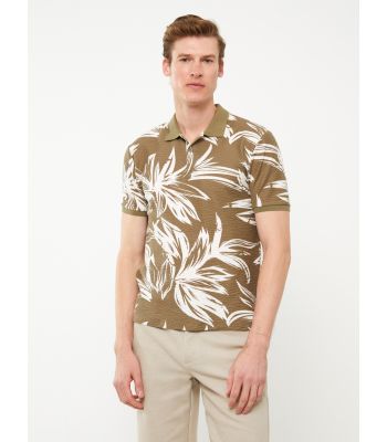 Polo Neck Short Sleeve Patterned Men's T-Shirt