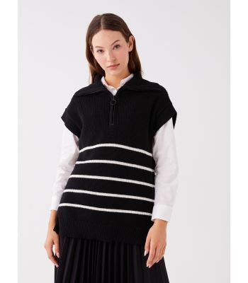 Shirt Collar Striped Oversize Women's Knitwear Sweater