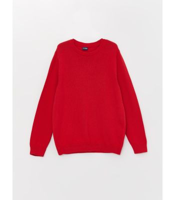 Crew Neck Basic Long Sleeve Boy Tricot Sweater