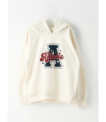 Hooded Printed Long Sleeve Girl Sweatshirt