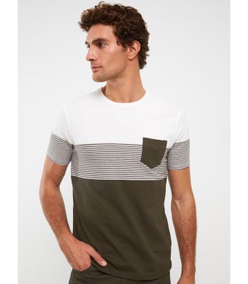 Crew Neck Short Sleeve Color Block Men's T-Shirt