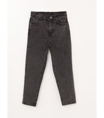 Elastic Waist Basic Girl Denim Trousers