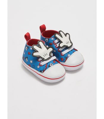 Printed Mickey Mouse Licensed Lace-Up Applique Detailed Baby Boy Pre-Toddler Shoes