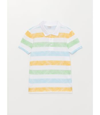 Polo Neck Striped Short Sleeve Boy T-Shirt