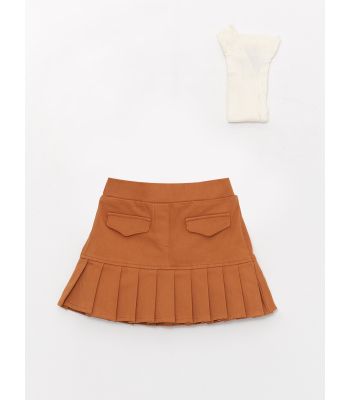 Basic Elastic Waist Baby Girl Skirt and Pantyhose 2-Pack Set