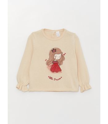 Crew Neck Long Sleeved Baby Girl Sweater