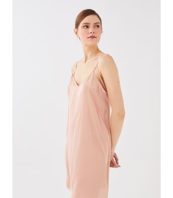 V-Neck Straight Strap Satin Women's Nightgown