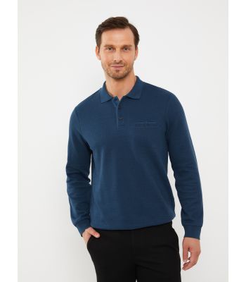 Polo Neck Long Sleeve Men's Sweatshirt