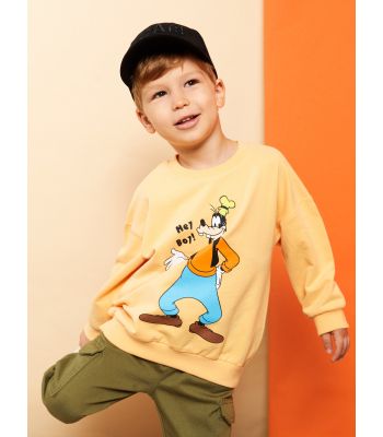 Crew Neck Long Sleeve Goofy Printed Baby Boy Sweatshirt