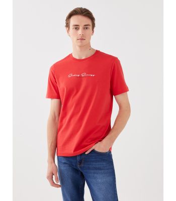 Crew Neck Short Sleeve Printed Combed Cotton Men's T-shirt