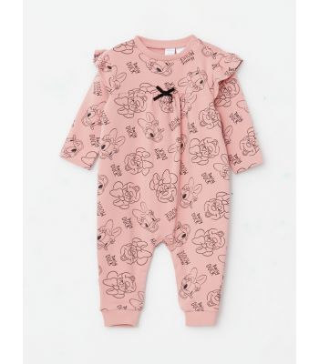 Crew Neck Long Sleeve Disney Printed Baby Girl Rompers