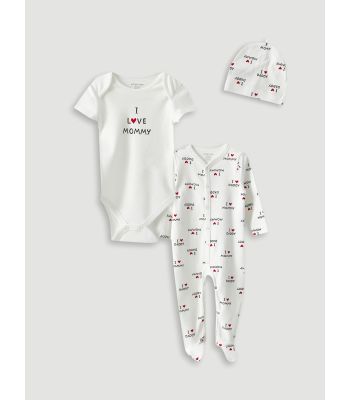 Crew Neck Printed Baby Girl Hospital Outlet Set of 3