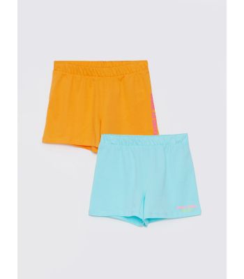 Elastic Waist Printed Girl's Shorts 2 Pieces