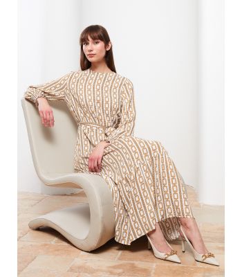 Crew Neck Striped Long Sleeve Women's Dress