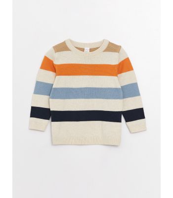Crew Neck Long Sleeve Striped Baby Boy Tricot Sweater