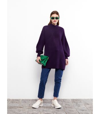Half Turtleneck Regular Long Sleeve Women's Tricot Tunic