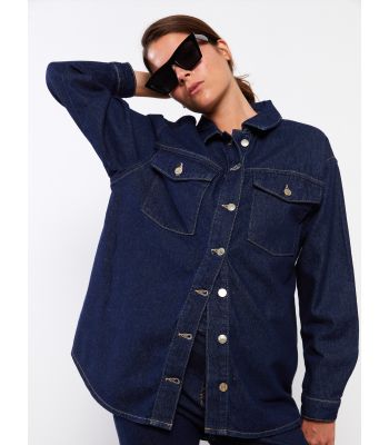 Shirt Neck Regular Long Sleeve Women's Jean Jacket