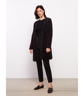 Shawl Neck Patterned Long Sleeve Women's Tricot Cardigan
