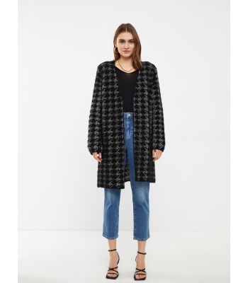 Shawl Neck Patterned Long Sleeve Women's Tricot Cardigan