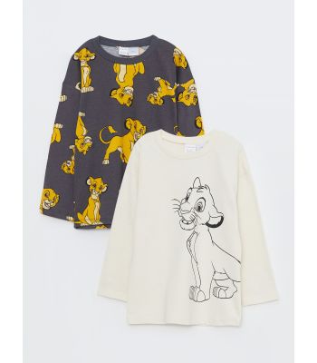 Crew Neck Long Sleeve Lion King Printed Cotton Baby Boy T-shirt 2-Pack