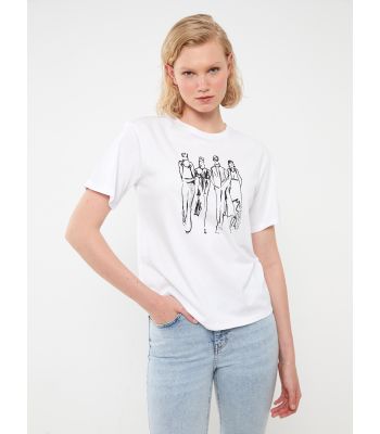 Crew Neck Printed Short Sleeve Women's T-shirt