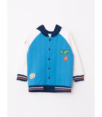 Hooded Long Sleeve Embroidery Detailed Baby Boy Sports Cardigan