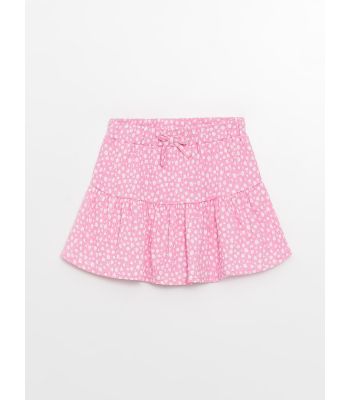 Elastic Waist Patterned Girl Short Skirt