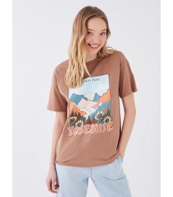 Crew Neck Printed Short Sleeve Women's T-shirt