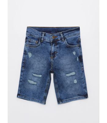 Ripped Detailed Boy Jean Shorts