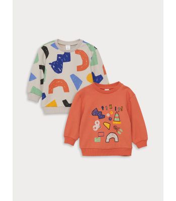 Crew Neck Long Sleeve Printed Baby Boy Sweasthirt 2 Pieces