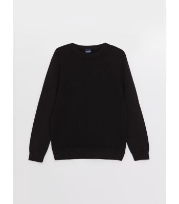 Crew Neck Basic Long Sleeve Boy Tricot Sweater