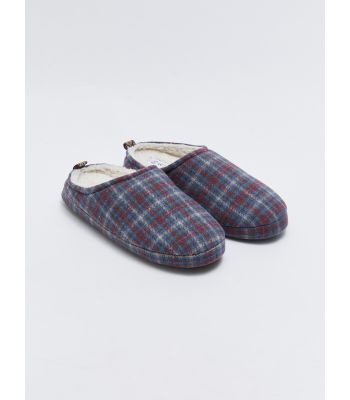 Checked Patterned Closed Front Men's Indoor Slippers