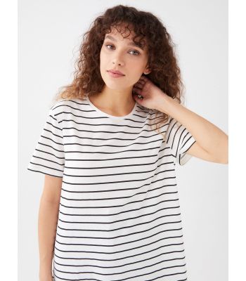 Crew Neck Striped Short Sleeve Women's T-Shirt