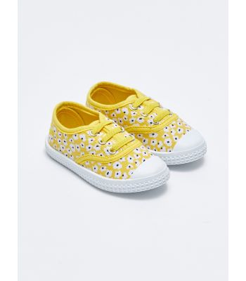 Floral Patterned Lace-Up Baby Girl Sneakers