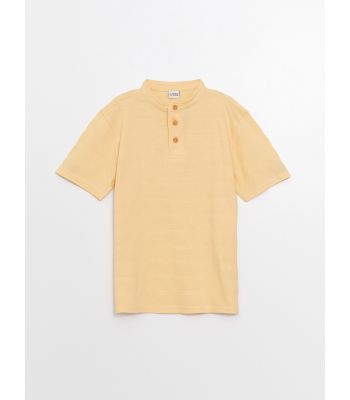 Grandad Collar Patterned Short Sleeve Boy T-Shirt