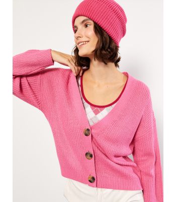 V Neck Regular Long Sleeve Women's Tricot Cardigan
