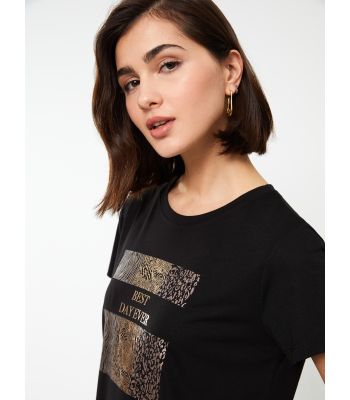 Crew Neck Printed Short Sleeve Women's T-shirt