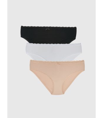 Lace Detailed Bikini Panties 3-Pack
