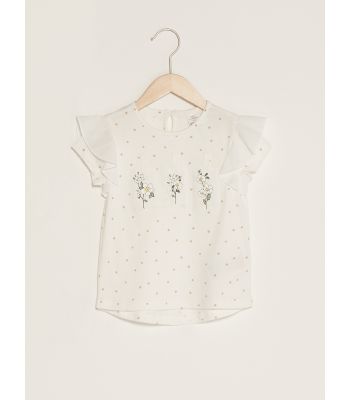 Crew Neck Short Sleeve Printed Baby Girl T-Shirt
