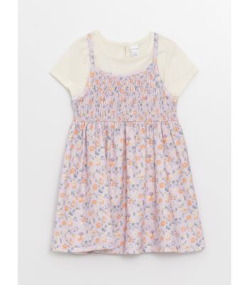 Crew Neck Short Sleeve Baby Girl T-Shirt and Dress 2-Pack