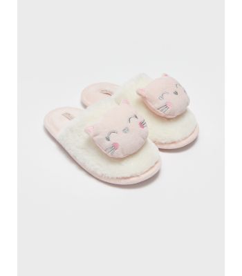 Printed Plush Girls' Indoor Slippers