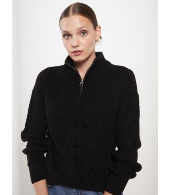 Half Turtleneck Regular Long Sleeve Women's Tricot Sweater